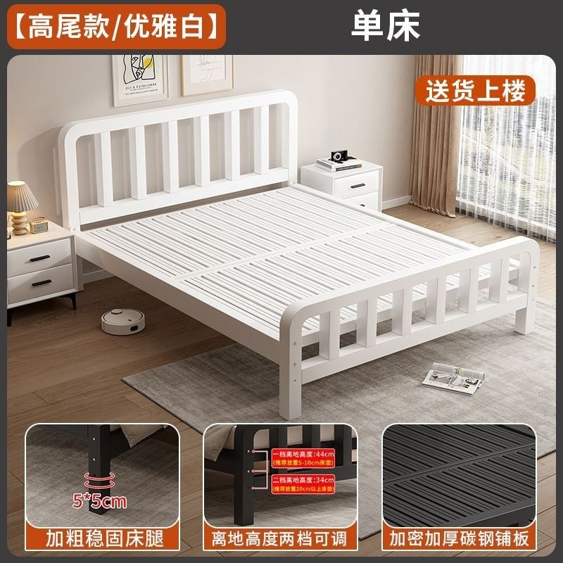 Iron frame bed rental house extra thick thickened iron bed assembly iron bed thickened thickened iron bed bedroom light luxury simple bed