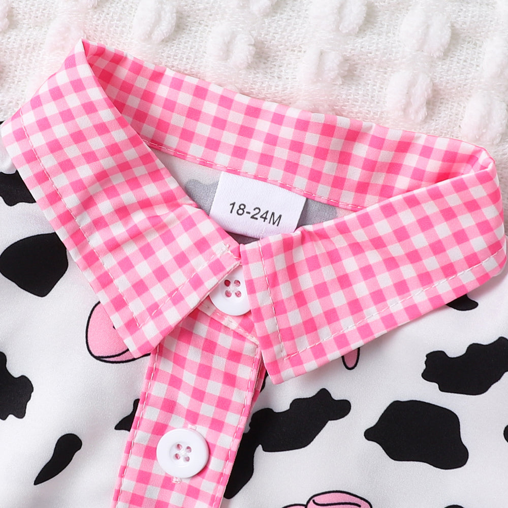 Children's clothing  cross-border fashion pink plaid printed pattern tops denim