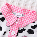 Children's clothing  cross-border fashion pink plaid printed pattern tops denim