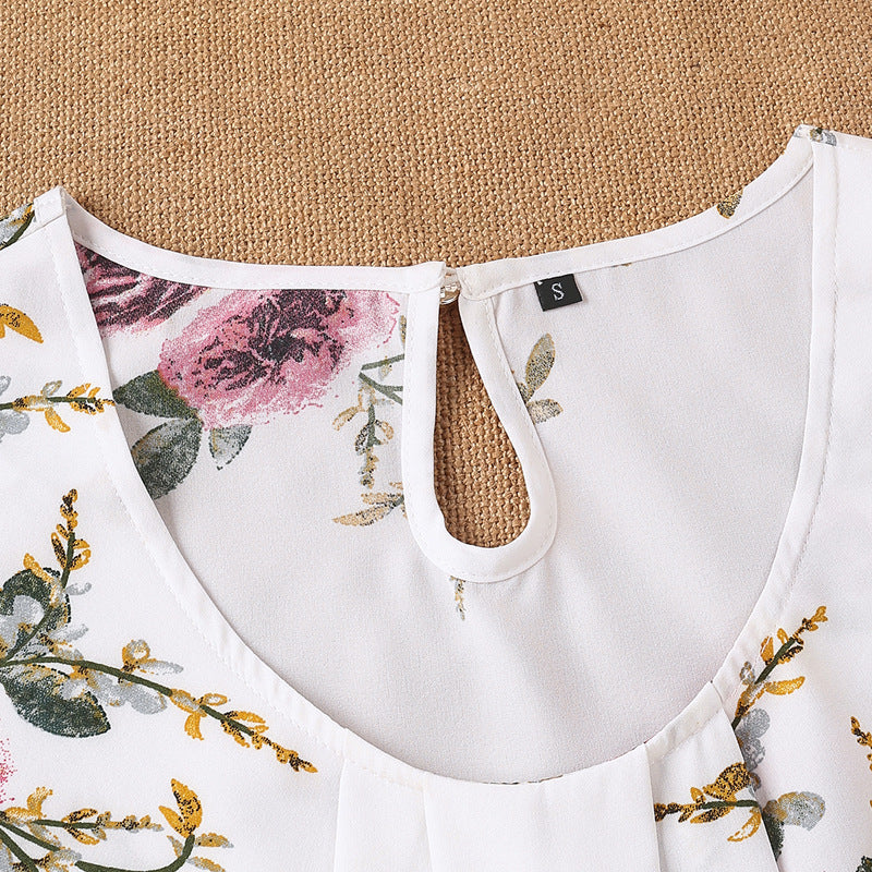 cross-border standard code new  women's casual round neck printing loose tank top