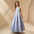 personalized girlelegance dresslonghot selling sleeveless skirtsatin waist girl clothing