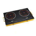 Black double burner with gold frame