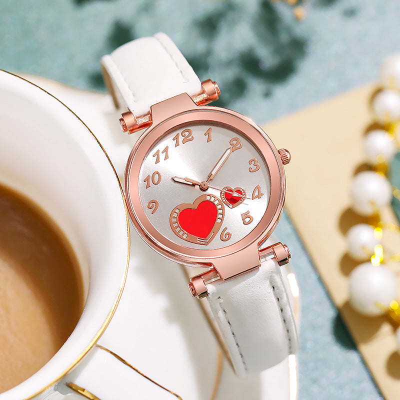 Korean ins style retro heart watch women's niche simple easiest for match mini elegant student artsy trendy women's watch