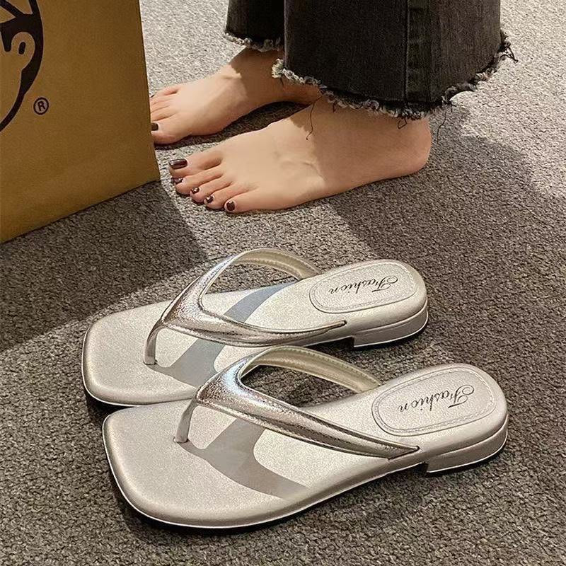 flip-flops for women, summer fashion outwear 2026new arrivalthick sole, pure color beach flip-flops, summer