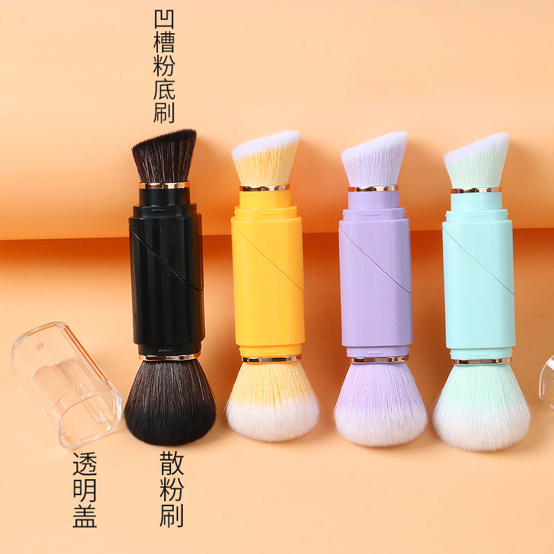 Su ji lian magic cube brush - retractable, multi-functional, portable makeup brush set: includes powder brush, foundation brush, and powder puff - all-in-one makeup tool