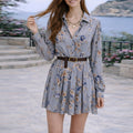 women's summer dress - european and american style export women's clothing - slimming a-line printed french dress with cinched waist