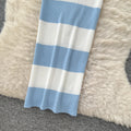 Goddess-style sense of design, slanted shoulders, sleeveless, color-blocked stripesdress, women's pure lusty girl silmknitting long skirt
