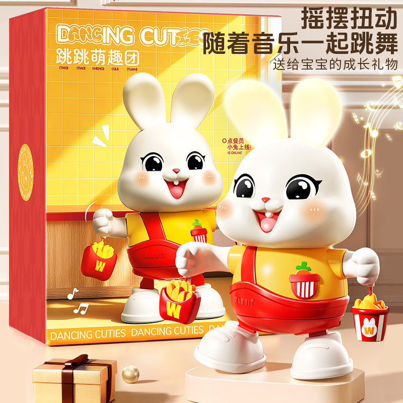 Electric little lucky rabbit baby toy - dancing, head-up training doll for infants 0-1 year old newborns