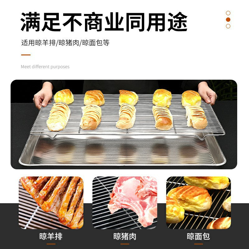Stainless steel footed cooling net, flat barbecue net, oven net rack, bread baking water filter rack, oil drain net 60x40cm