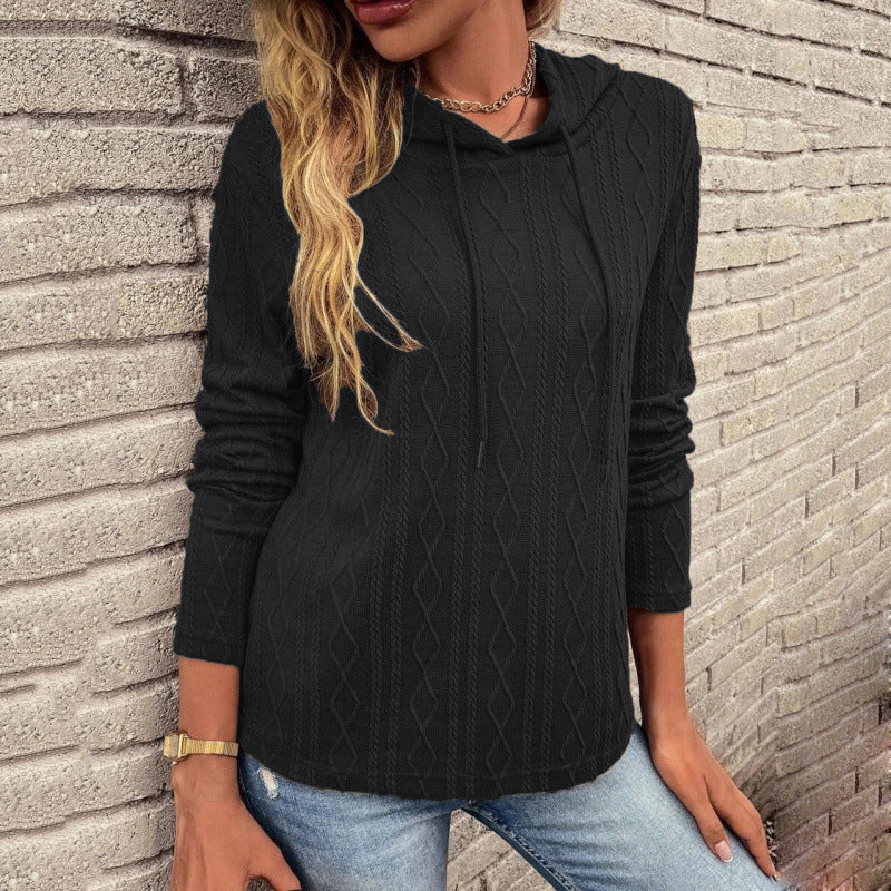 new european and american bestselling women's casual minimalist solid color pullover long sleeve hoodie