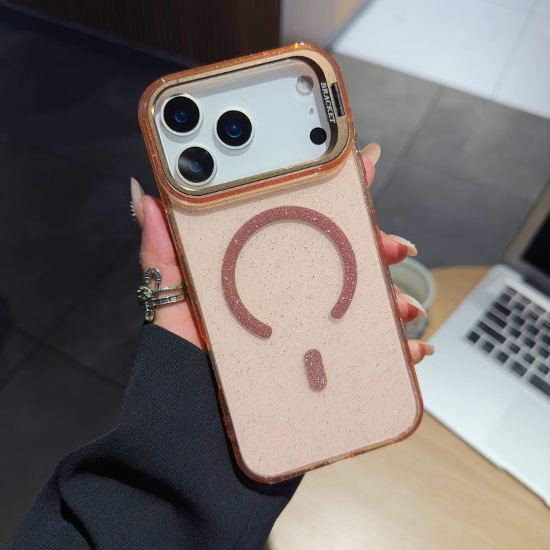 Minimalist glitter magnetic lens protection phone case - new design for iphone 17 pro max, ice americano style, compatible with iphone 13