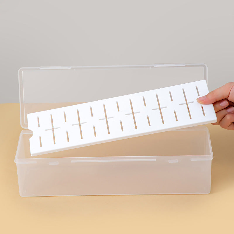 Desktop grid baffle dust lipstick storage box transparent plastic puff makeup brush cosmetic storage box with lid