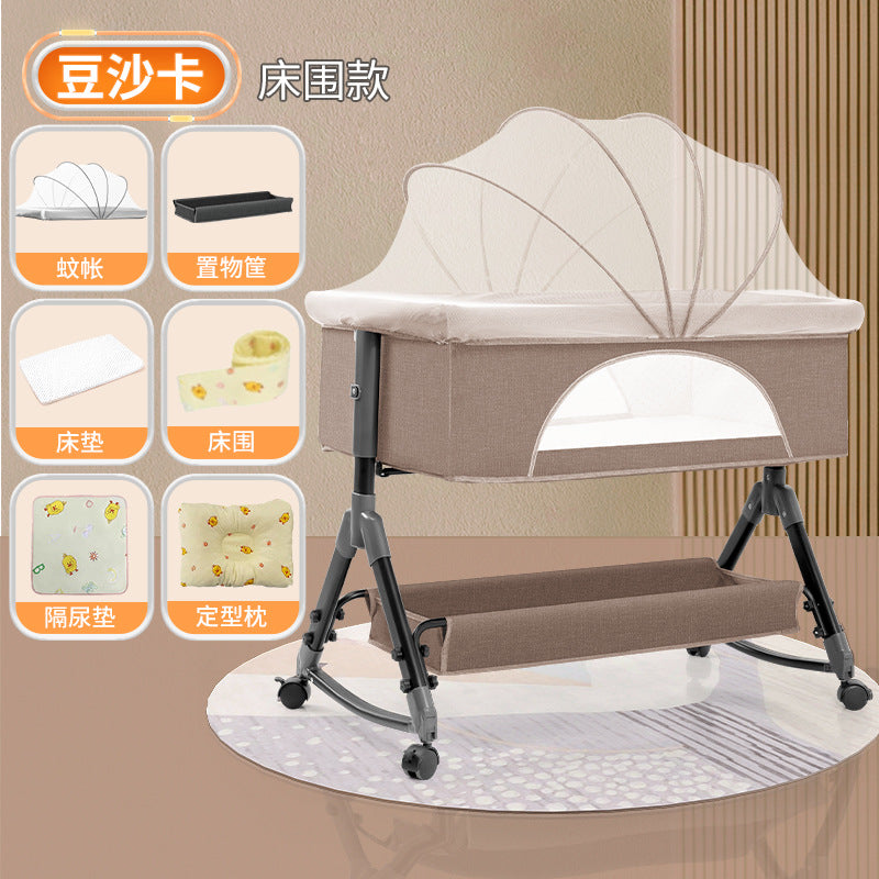 Baby crib convertible bed mobile foldable multifunctional cradle newborn bedside bed cross-border hot-selling baby bed