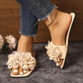 Fashionexportflowersflatsone-word square toe slippers women's new arrivaloutwearcasual lightweight beach sandals wish