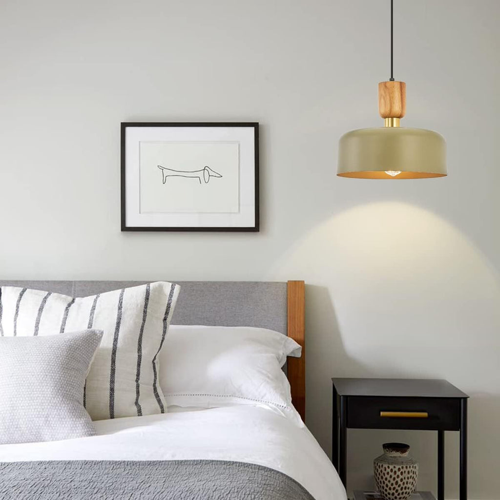 Modern chandelier wood and brass trim adjustable metal chandelier fixture for kitchen dining bar