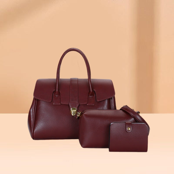 Women's bag 2025 new fashion trend simple women's shoulder portable tote bag three-piece set