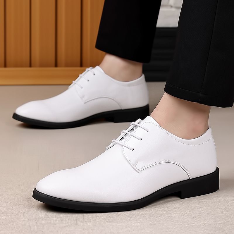 Genuine soft leather men's dress shoes - new spring/autumn collection - business formal leather shoes for men - korean style soft leather pointed toe - british style mid-aged wedding shoes