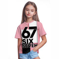 Kids' t-shirt, a cross-border bestseller featuring 67 elements, 3d digital print, summer casual fashion for girls, round neck, short sleeves