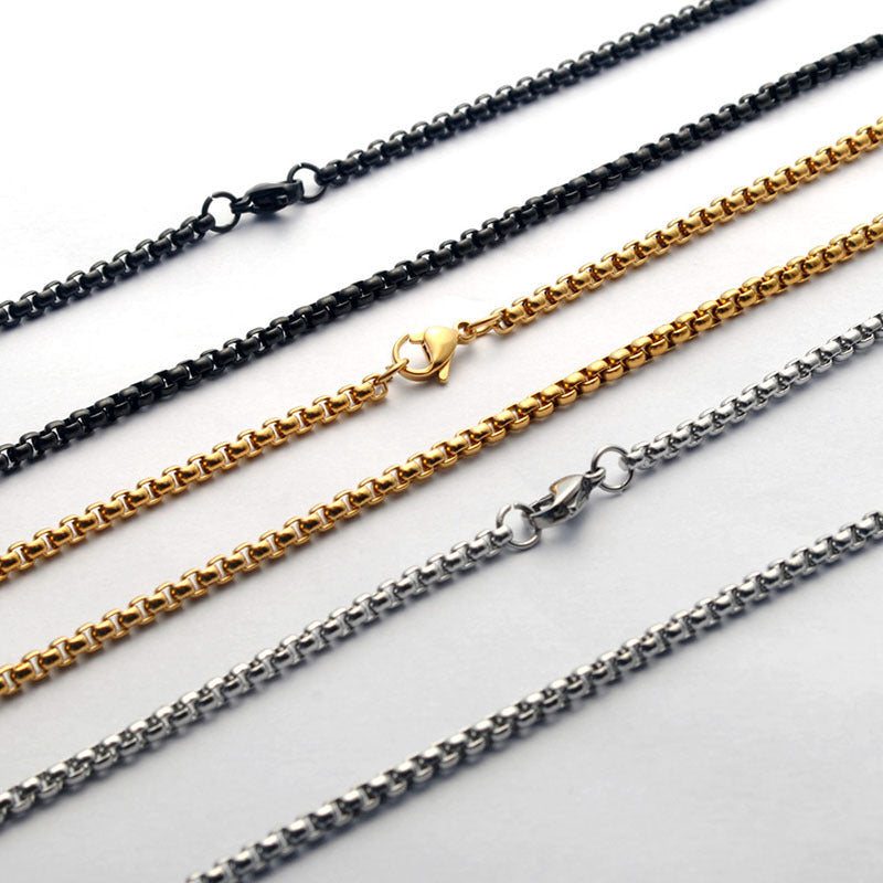 Titanium steel square pearl necklace jewelry chain - versatile chain for women, wholesale diy accessories, european and american style for men
