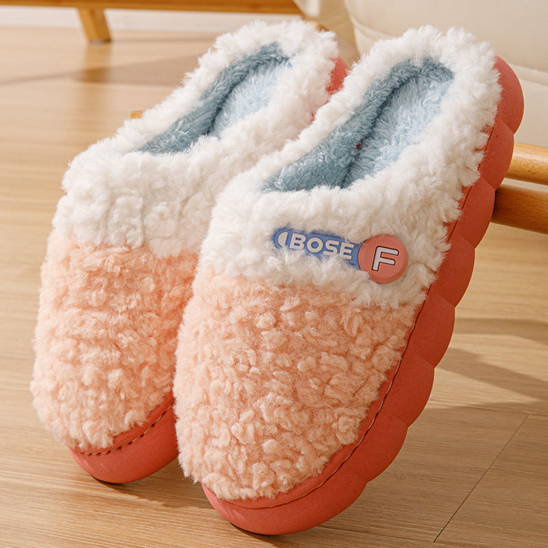 2024 winter new fuzzy slippers - indoor, non-slip, warm, trendy couple's cotton slippers for women - wholesale