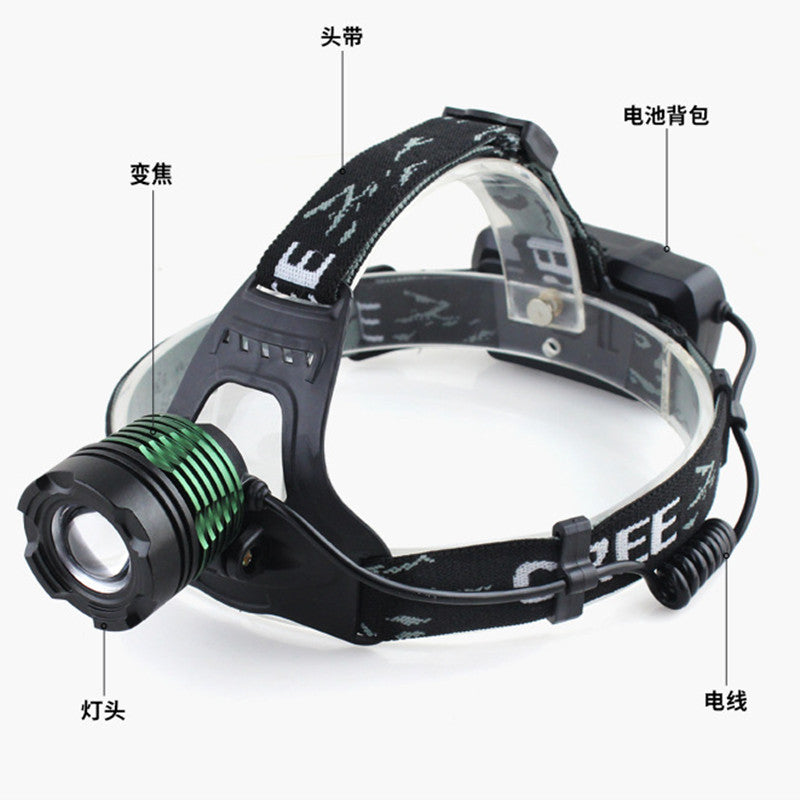 Cross-border led strong light lighting headlamp, zoom long-beam T6 charging 10w strong light charging outdoor headlamp