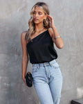 cross-border spring/summer new arrival: elegant commute, loose fit, casual one-shoulder satin camisole for women