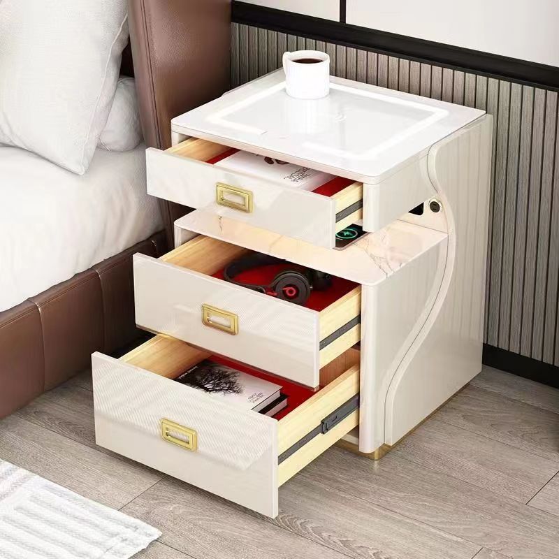 Smart home bedside table safe - all-in-one multifunctional wireless charging safe for bedroom bedside storage