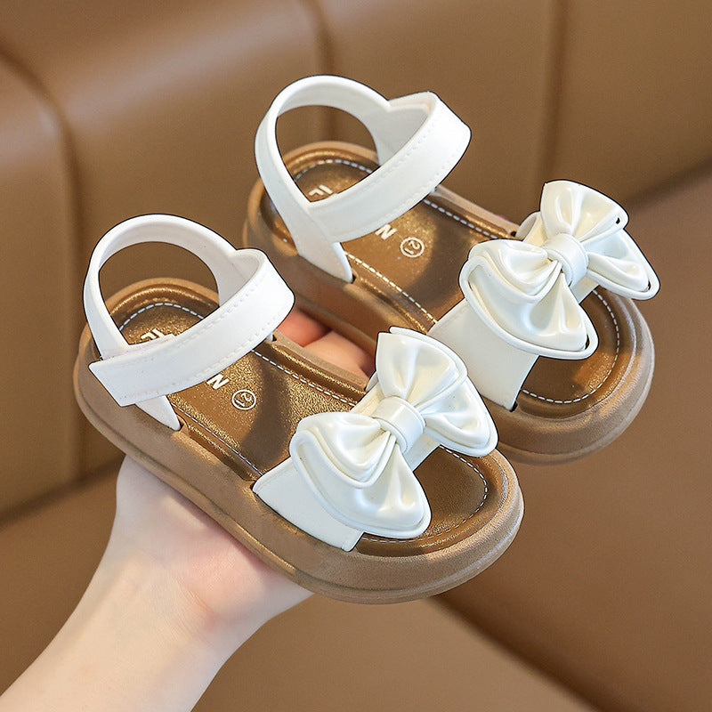 New summer princess sandals for girls: non-slip, soft-soled, bow-adorned sandals for toddlers and big kids - perfect for beach and everyday wear