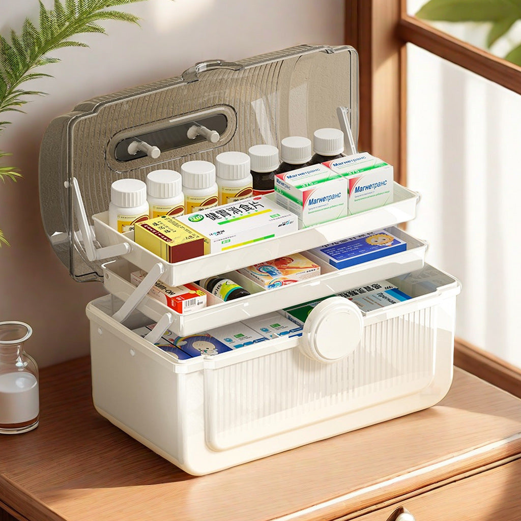 Medicine box storage box household portable multi-layer medical box home version medicine box large capacity transparent medicine storage box