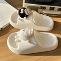 Cute 3d sock slippers for women, summer outdoor wear, thick sole, non-slip eva, indoor home one-strap slides, couple's sandals
