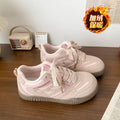 Fleece-linedthick solewhite shoes women's winterheattechretro bread board shoes 2025new arrivalniche stylebest sellingeasiest for matchcotton shoes