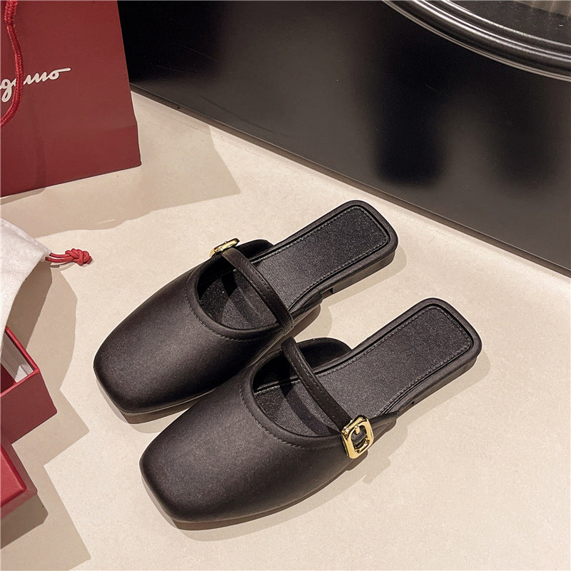 2024summer baotou slippers women's popular ins simple lazy western style sweet fairy style one-line sandals for women