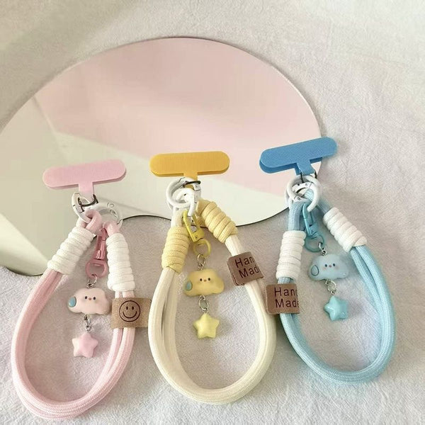 Manufacturer wholesale ins speechless cloud lanyard star mobile phone lanyard wristband short cute pendant keychain
