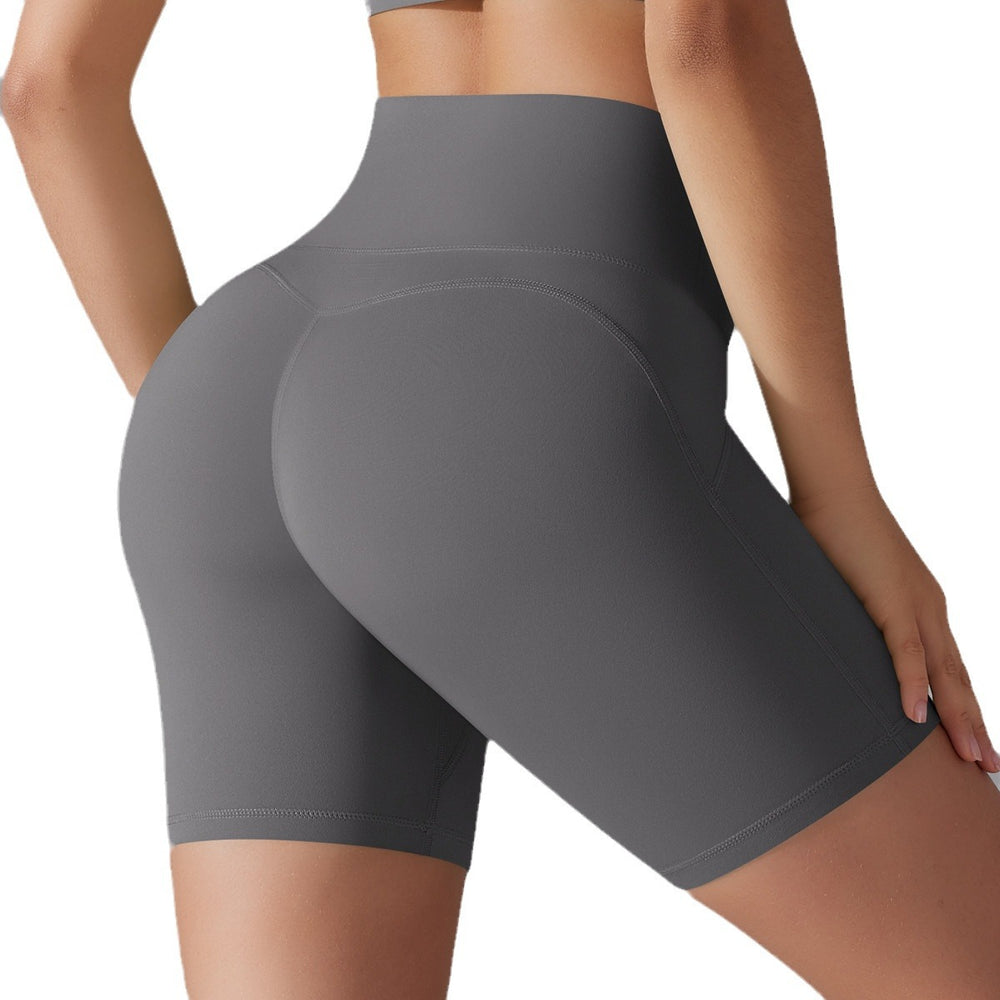 New arrival nude tight sports shorts, no need to wear underwear, high waist, hip lifting yoga shorts, running fitness three-quarter shorts