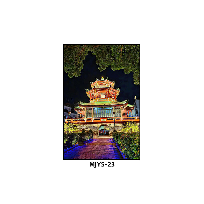 Jieyang ancient city architectural landscape hanging painting hotel box wall decoration painting hot pot restaurant restaurant characteristic cultural tourism mural