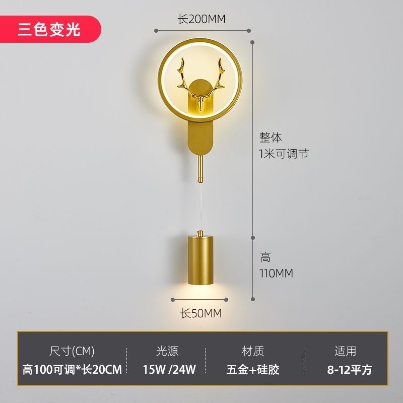 New arrival wall lamp deer head normcoreaccessible luxury modern pastoral style grids starry sky spotlight background wall master bedroom pair