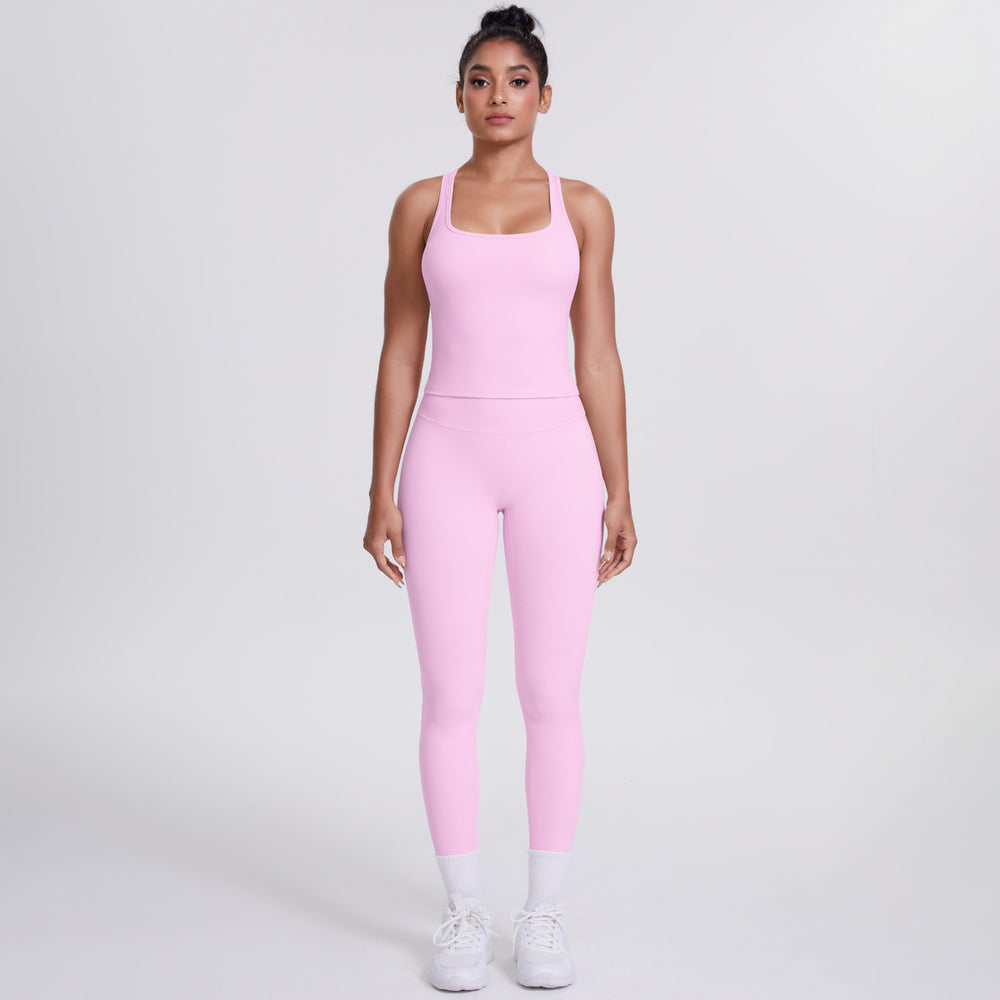 New racerback sports bra set - barely-there feel, compression fit, quick-dry, butt-lifting yoga outfit for outdoor running and fitness