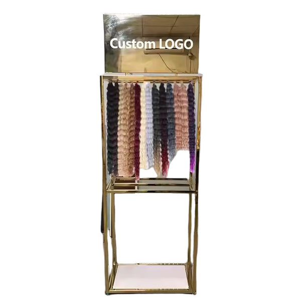 Source Factory Metal Wig Display Rack Hair Shop Floor Standing Hair Extension Display Rack