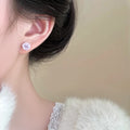 Pink rose flower silver needle stud earrings - minimalist, dainty, elegant, and exquisite. a luxurious, niche, and high-end design