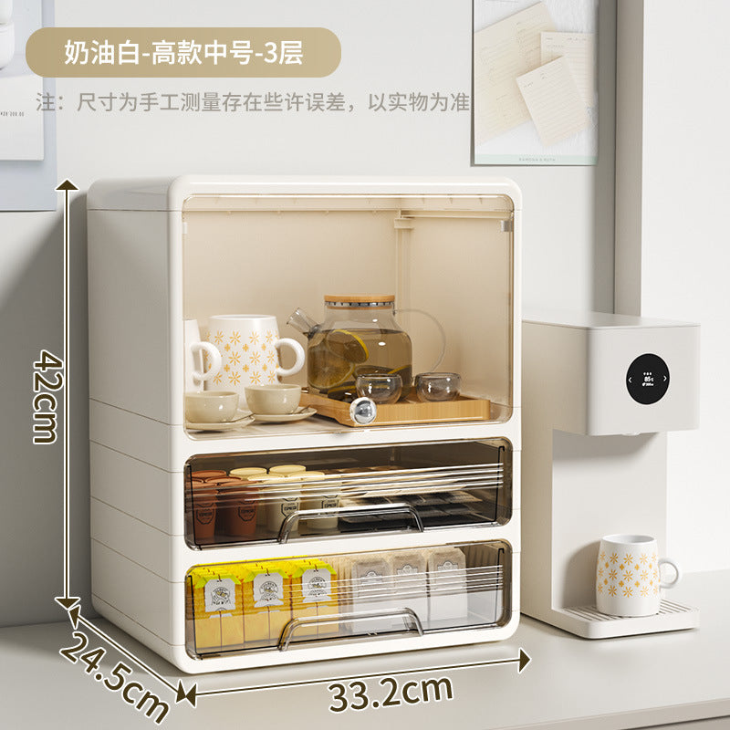 Storage box, drawer, multi-layer snack rack, kitchen desktop, tea cup rack, tea set, storage rack, water cup rack.