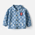 Korean style spring/autumn children's clothing new arrivals: boys' and girls' outerwear, denim jackets, kids' denim clothes, plaid embroidered jackets