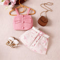 e-commerce summer sweet girl's outfit for us and european markets: camisole top + printed skirt + belt, new arrivals for toddlers and young children