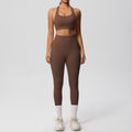 European and american cross-border yoga double-sided brushed tank top & shockproof pocket pants pilates running fitness yoga outfit two-piece set