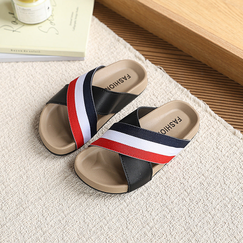 Boys' cork sandals - new summer open-toe kids' shoes - indoor/outdoor beach sandals - big & tall toddler flip-flops