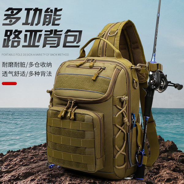 Outdoor Multifunctional Luya Bag Double Shoulder Crossbody Tactical Backpack Men's Hiking Hiking Bag Large Capacity