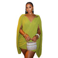 European and american cross-border women's fashion:  summer new arrival - elegant v-neck ruched irregular short dress