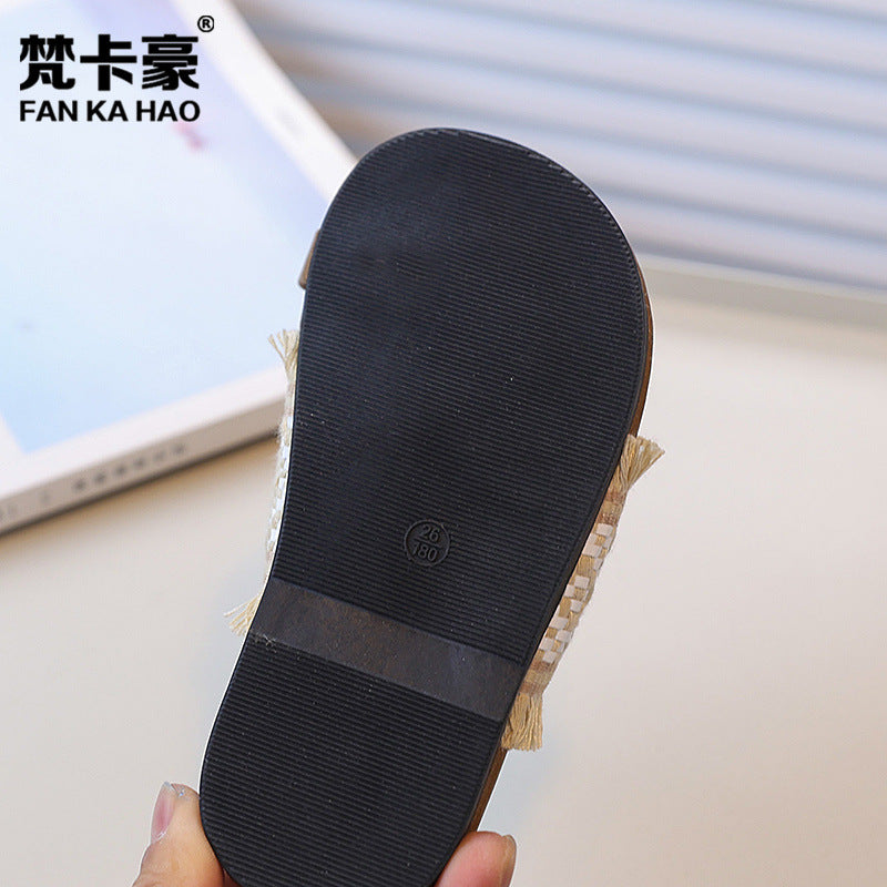 Ethnic style fisherman's flip-flops: new summer collection for girls - fashionable, soft-soled, woven sandals for outdoor wear