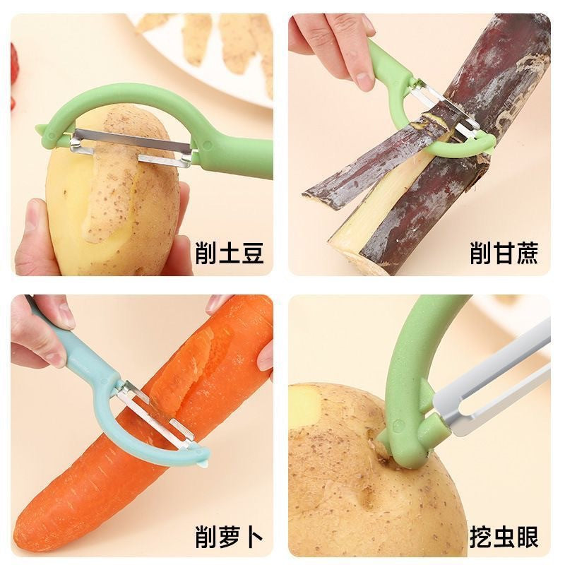 Stainless steel multi-purpose peeler - kitchen gadget for home use - potato, fruit, and vegetable peeler - fruit knife - melon peeler