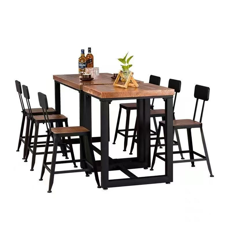 American solid wood restaurant bbq dining table and chairs, retro milk tea shop table, cafe industrial style music bar dining chairs