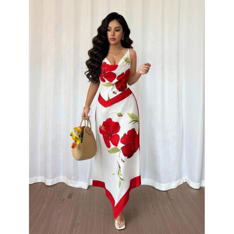 Amazon european and american romantic vacation long slip dress -  summer new arrival - slimming and figure-flattering